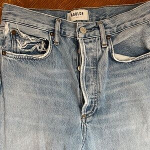 Agolde High-Rise Light Blue Distressed Jeans